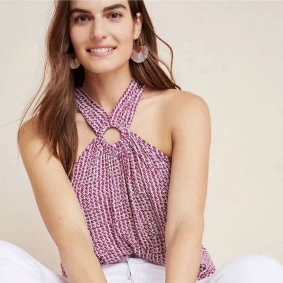 Maeve Mica Sleeveless Pink  Halter Top - Picture 1 of 9